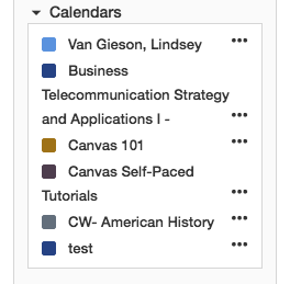 Course calendars with filtering