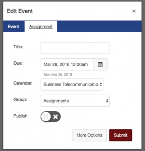 Edit Calendar Event window