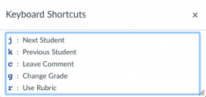 speedgrader shortcuts