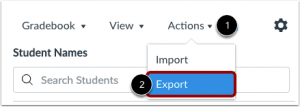 click actions then export to download gradebook csv file