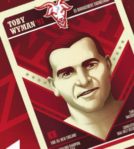 in an illustration, Toby Wyman is depicted on a trading card