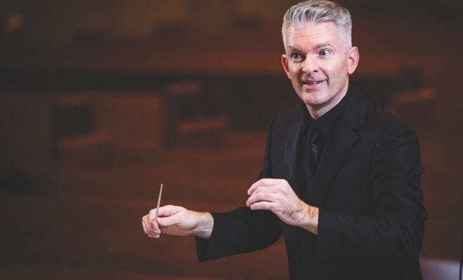 Michael Driscoll conducts in Brookline, Mass.