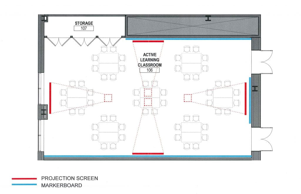 floor plan of Rm 105 in Innovation Studio